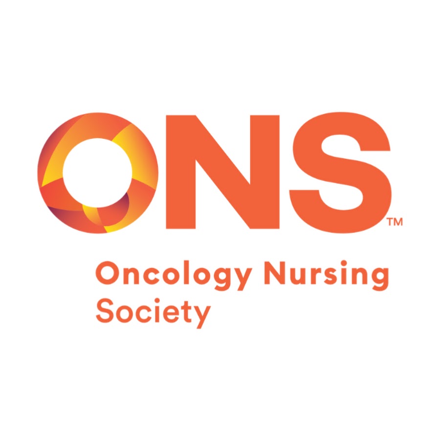 The image shows the logo of the Oncology Nursing Society. ONS is written in large orange letters, with a circular, multicolored design in the O. Below, Oncology Nursing Society appears in smaller orange text.
